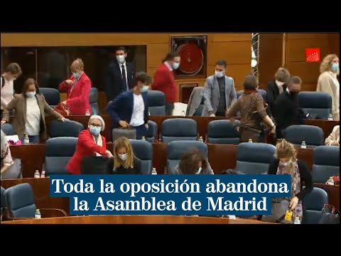 La oposición, incluida Vox, abandona la Asamblea de Madrid tras la expulsión de la diputada del PSOE