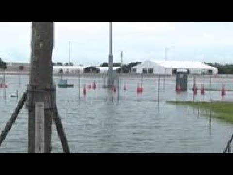 Covid testing site flooded by Tropical Storm Eta