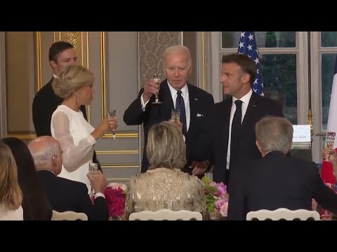 Biden makes toast at state dinner with Macron in Paris