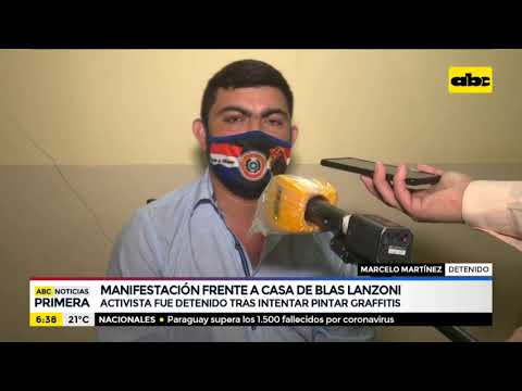 Detienen a activista tras manifestación frente a casa de Blas Lanzoni
