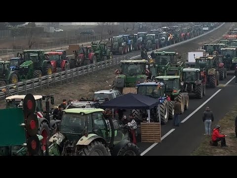 Farmers protest in northern Spain, blocking traffic on highways with tractors