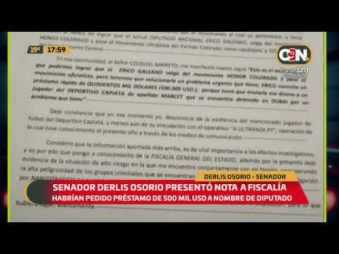 Senador Derlis Osorio presentó nota a Fiscalía