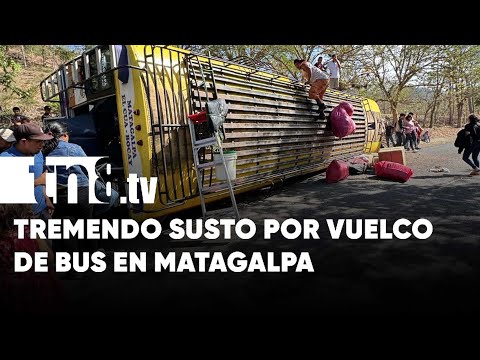 Vuelco en Matagalpa: Al menos 8 lesionados en un bus de transporte colectivo