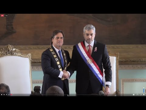 Luis Lacalle Pou visitó a su homólogo de Paraguay, Abdo Benítez, en Palacio de López