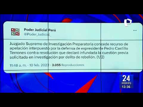 Pedro Castillo: PJ concede apelación a favor de expresidente que busca anular investigación
