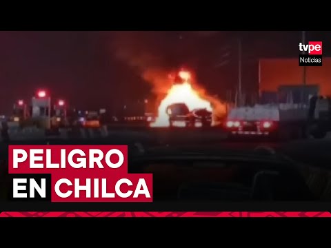 Chilca: choque entre camiones cisternas provoca incendio cerca de peaje