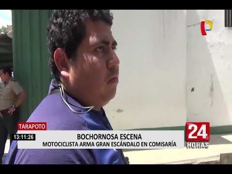Tarapoto: motociclista armó escándalo tras ser llevado a comisaría