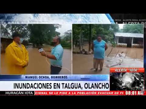 ¡Atentos! Río inunda el sector Guanaja Talgua, Olancho