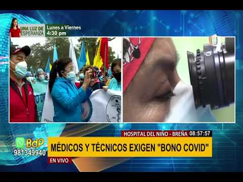 Médicos y técnicos del hospital del Niño realizan marcha para exigir “Bono COVID”