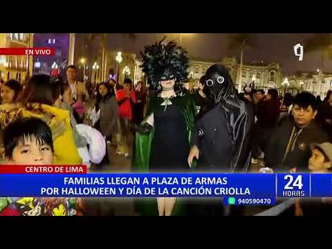 Decenas de familias visitan la plaza de Armas por el Día de la Canción Criolla y Halloween