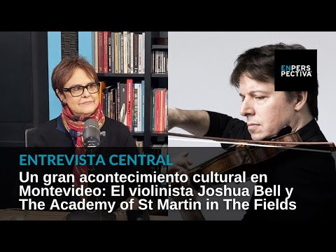 El gran violinista Joshua Bell este lunes en el Sodre. Con Ma. Julia Caamaño (C. Cultural de Música)