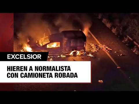 Hieren a normalista con camioneta robada; queman patrulla en represalia