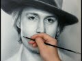 Johnny Depp Speed drawing portrait in dry brush technique