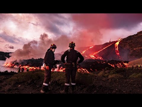 Tercer delta lávico debido a la erupción del volcán Cumbre Vieja en España