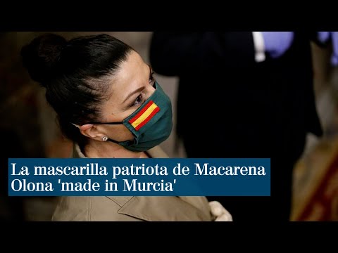La mascarilla patriota de Macarena Olona cuesta 4,25 euros y es 'made in Murcia'