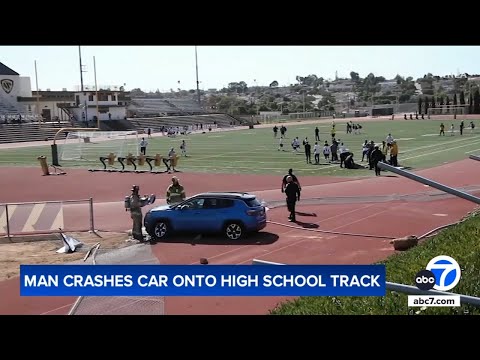 Car goes airborne, lands next to high school field mid-game in Torrance