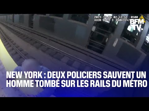 Deux policiers sauvent un homme tombé sur les rails du métro à New York