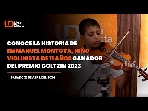 Conoce la historia de Emmanuel Montoya, niño violinista de 11 años ganador del premio Coltzin 2023
