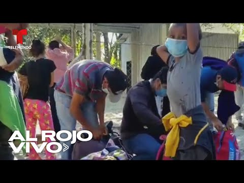 Retén policial impide el avance de la caravana de migrantes hondureños