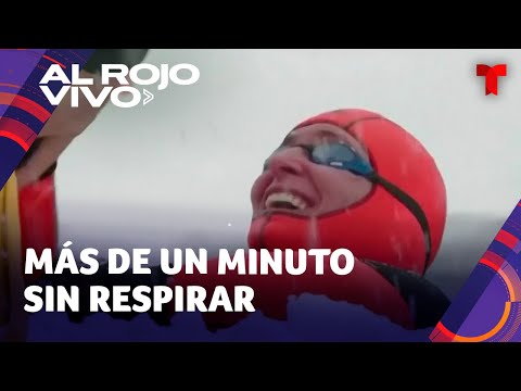 Mujer rompe récord de buceo en apnea bajo hielo en Italia sumergiéndose a 459 pies de profundidad
