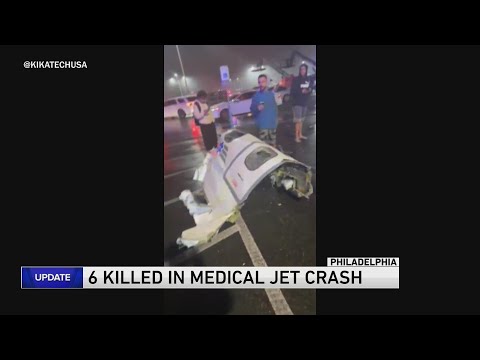 A medical plane carrying a child patient and 5 others crashes in Philadelphia, setting homes ablaze