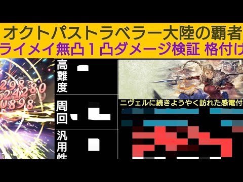 オクトラ覇者 ライメイダメージ検証無凸/1凸版 格付け【オクトパストラベラー大陸の覇者】