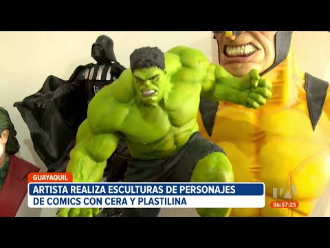 Manuel Patiño realiza esculturas de personajes de comics con cera y plastilina