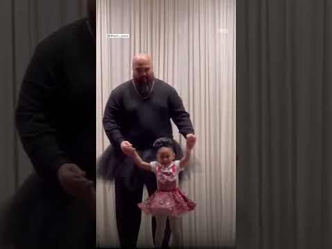 6-foot-5-inch dad wears ballet skirt to dance with daughter for her ballet recital | GMA