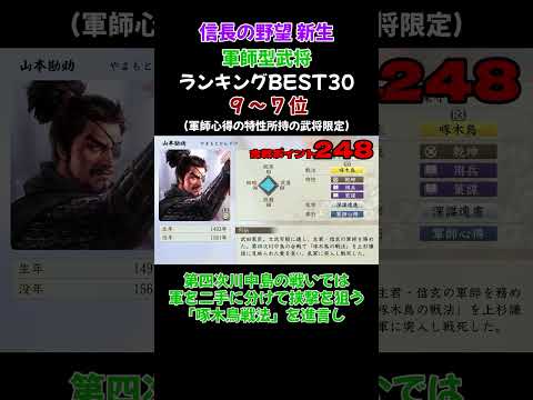 「軍師型武将」最強ランキングBEST30 9~7位【信長の野望・新生PK】 #ランキング#信長の野望新生 #ゲーム実況#最強