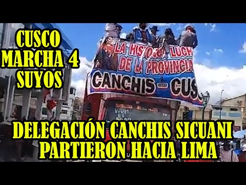MANIFESTANTES  DE SICUANI PARTIERON HACIA LIMA PARA LA MARCHA DE LOS CUATRO SUYOS...