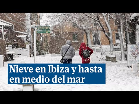 Nieve en Ibiza y hasta en medio del mar la borrasca Juliette azota con dureza Baleares y Cataluña