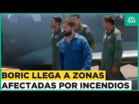 Boric suspende sus vacaciones y aterriza en Concepción por incendios forestales