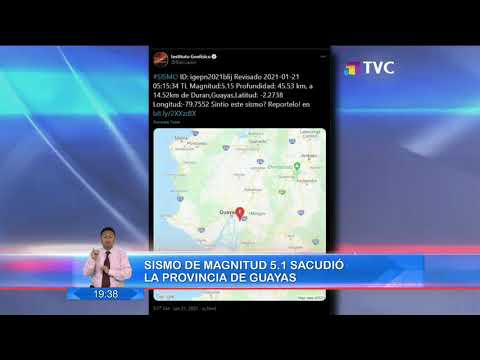Sismo de magnitud 5.1 sacudió la provincia de Guayas
