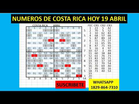 NUMEROS DE COSTA RICA HOY 19 DE ABRIL MR TABLA