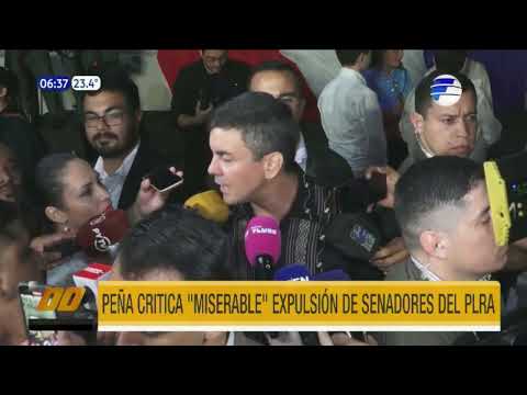 Peña criticó y definió como ''miserable'' la expulsión de senadores del PLRA