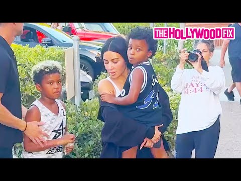 Kim Kardashian Takes Her Sons Saint & Psalm West Out For Burgers After Basketball Practice In L.A.