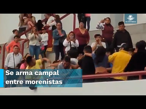 ¡A puño limpio! Morenistas arman zafarrancho en evento de la maestra Delfina