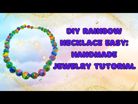 DIY Rainbow Necklace:  Easy Handmade Jewelry Tutorial #oberezovart #necklace #tutorial #diy