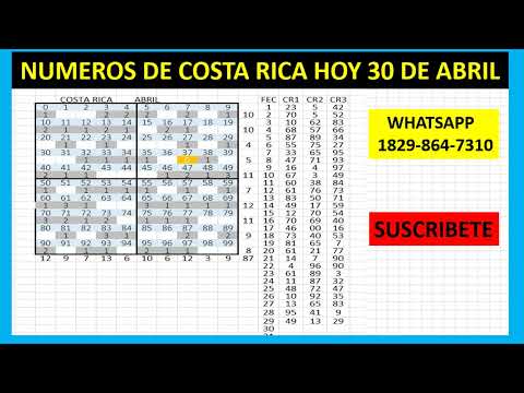 NUMEROS DE COSTA RICA HOY 30  DE ABRIL MR TABLA