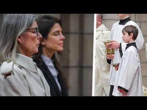 Charlotte Casiraghi à la messe de Pâques en famille, son fils Raphaël adorable enfant de choeur