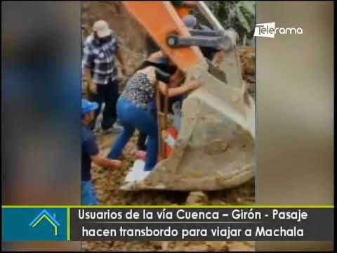 Usuarios de la Vía Cuenca - Girón - Pasaje hacen trasbordo para viajar a Machala
