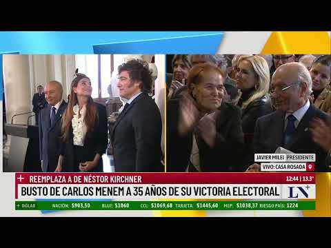 Descubrieron un busto de Menem en la Casa Rosada: el presidente Milei encabezó el acto