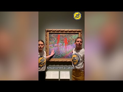 Dos activistas manchan con pintura roja un cuadro de Monet en Estocolmo