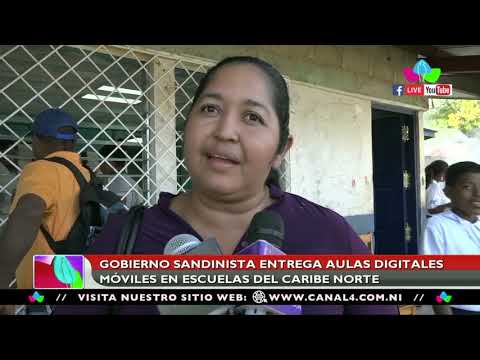 Gobierno Sandinista entrega aulas digitales móviles en escuelas del Caribe Norte
