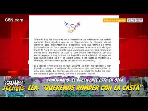 LLA publicó un comunicado tras su lanzamiento a nivel nacional: QUEREMOS ROMPER CON LA CASTA