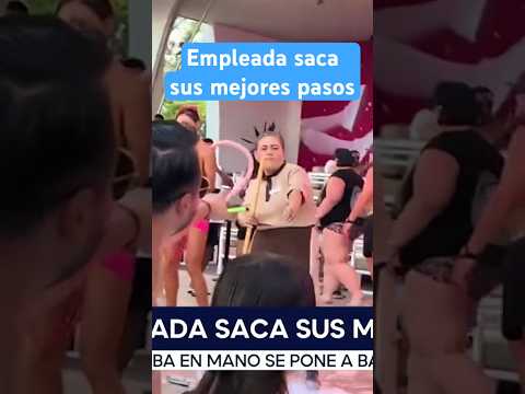 Empleada de limpieza se vuelve viral por bailar en una fiesta en Cancún