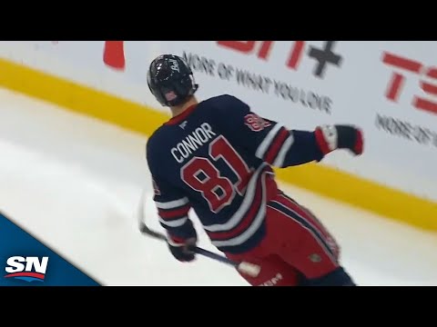 Kyle Connor Chases Mackenzie Blackwood After Roofing Jets Gifth Goal