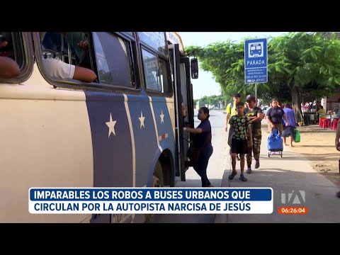 Usuarios de buses denuncian ser víctimas de asaltos en la Autopista Narcisa de Jesús, en Guayaquil