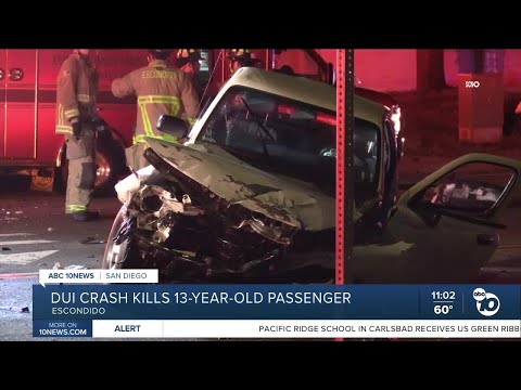 13-year-old killed in Escondido DUI crash, several injured