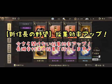 【新信長の野望】採集効率アップ!今さら聞けない採集効率アップ!長瀬幸村流の採集を紹介します♪